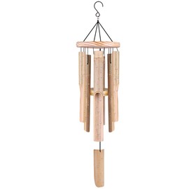 Remiawy Wind Chimes Outdoor, Bamboo Wind Chime with Natural Relaxing Soothing Sound, 6 Hand-Carved Bamboo Tubes and a Hook（32" Overall Length）