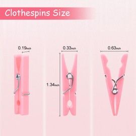 Fuvylonk 200 Pack Pink Clothes Pins for Baby Shower, Crafts, and Photos - 1.34 Inch Small Mini Pins, Tiny Clips for Laundry & Picture Displays