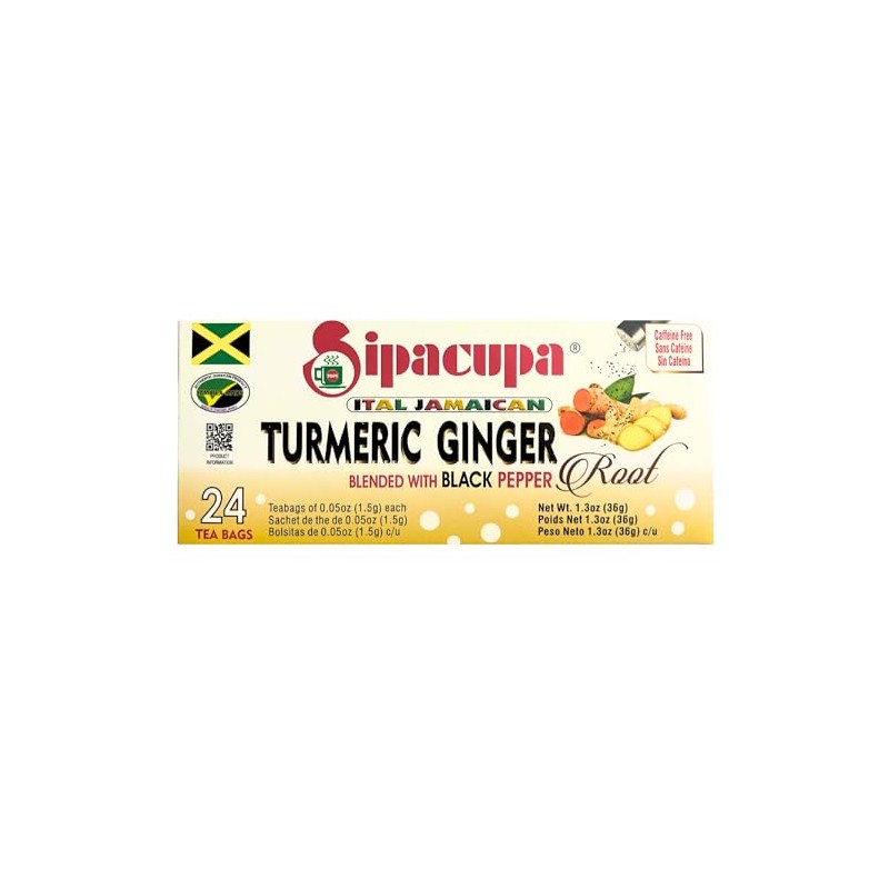 Jamaican Turmeric Ginger With Black Pepper Tea, All Natural Herbal
