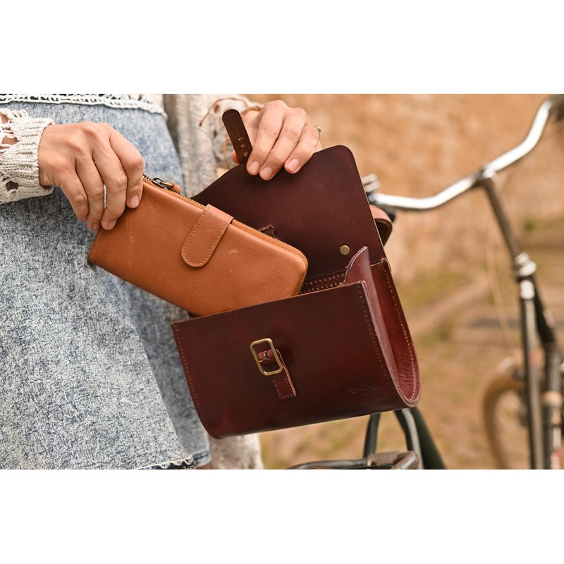 Gusti Saddle Bag Leather Handlebar Bag Leather Anti-Theft Bicycle Tool