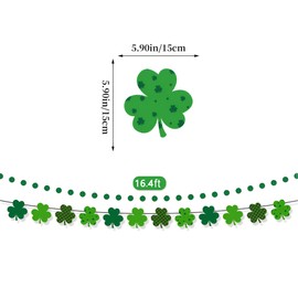 2 Pack St. Patrick's Day Decorations - Shamrock Banner - St. Patrick's Day Decor Shamrock Garland Patrick's Day Backdrop Party Favors for Door Wall Classroom School Home 24 PCS Shamrock