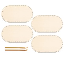 TANEMUDO 4 Pcs Moses Basket Wood Bottom 27.56 x 15.75 inches Natural Oval Wooden Base Shaper for DIY Crochet Crafts Home Decoration with 2 Crochets