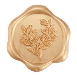 Yoption Eucalyptus Wax Seal Stickers, 50 Pack Light Gold Wax Seal Stickers Self Adhesive Envelope Seals for Wedding Party Birthday Christmas