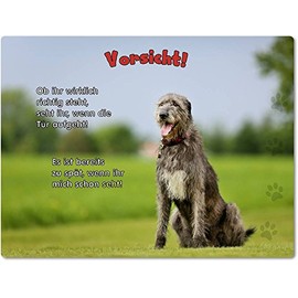 Merchandise for Fans Tin Sign / Warning Sign / Door Sign Aluminium 20 x 30 cm with Saying Irish Wolfhound Motif 02