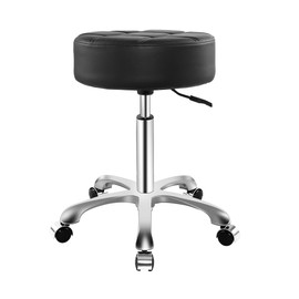 Ainilaily Rolling Stool with Wheels, Thick Cushion Heavy Duty Esthetician Hydraulic Chair Stool for Work Medical Tattoo Salon Office (Black)