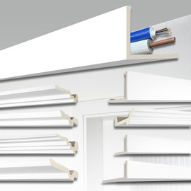 HEXIM Cable and Pipe Cover 2000 x 150 x 150 mm, 1 Piece Pipe Cladding White PU Hard Foam, Cable Duct Ceiling Strips, Heating Pipe Trim (AB170, 2 Metres)