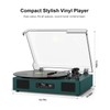 Vinyl Record Player with Built-in Speakers, USB Recording, Dark Green