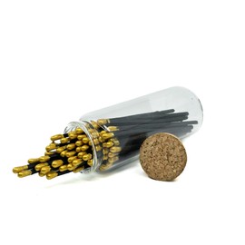 Matches in a Jar | 60+ Matchsticks | Decorative Matchsticks with Strike Pad | Candle Match Holder Long for Fireplace | Match Bottle Cork Closing by Chandler Studio (Gold, 4" Matches)
