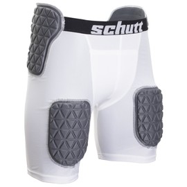Schutt ProTech Youth All-in-One Football Girdle Padded Compression Shorts with Integrated Pads, White, Large