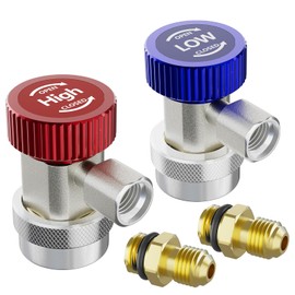 HTOMT R134a Adapter,Adjustable R134a Quick Couplers Adapter,R134a Connector 1/4 Inch Quick Connector, Adapter Kit for R134a Automotive Air Conditioning Systems