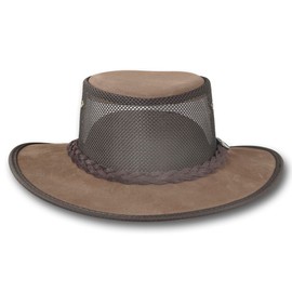 Barmah Hats Foldaway Cattle Suede Cooler Leather Hat - 1064BR / 1064HI / 1064LM (XLarge, Brown)