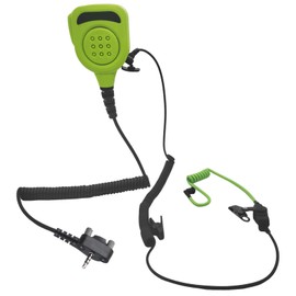HELETUL Waterproof Shoulder Mic with 3.5mm Listen Earpiece Walkie Talkie Lapel Microphone Hands Free Speaker Mike for Motorola Vertex Standard VX-261 EVX-531 FT-60R(Green)