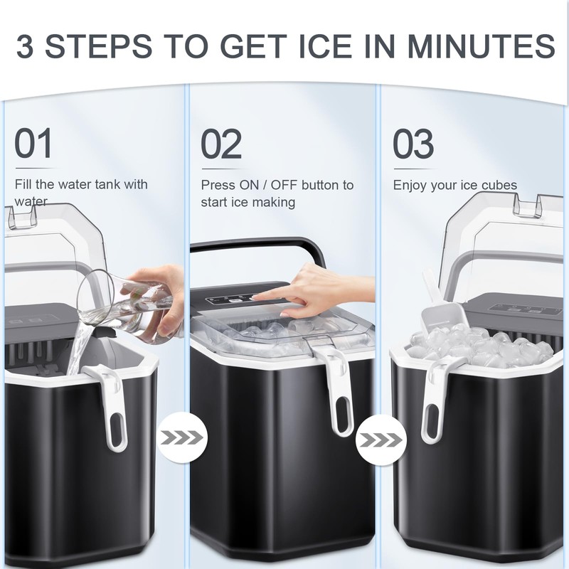 Antarctic Star Countertop Ice Maker with S/L Bullet Ice, 28