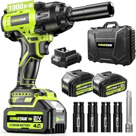 ‎Robustrue Robustrue 1/2" 1000N.m Cordless Impact Wrench 2x4.0Ah Batteries Fast Charger Set