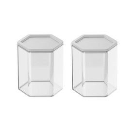 DACUAN ( 2PCS) Figurine Display Cases , Mini Figurine Display Cases, Clear Stackable Storage Bins with Lids for Desks and Bedroom Counters, Miniature Display Case