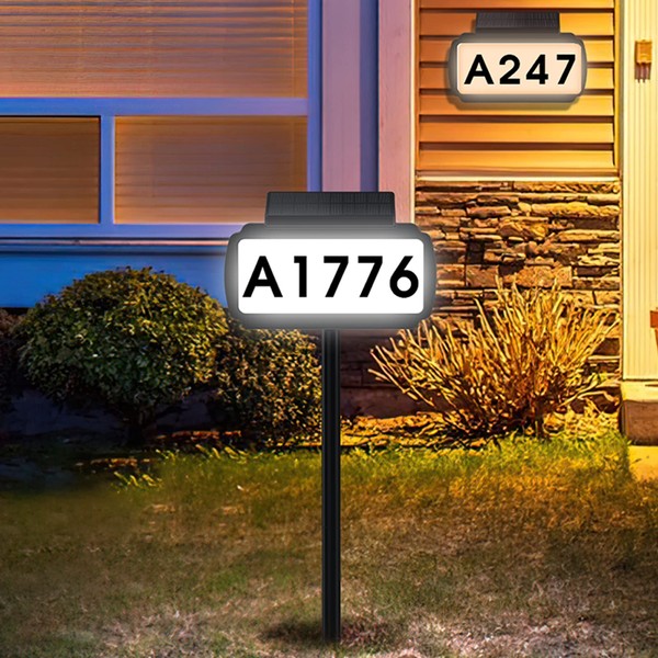 Wecsord Solar Address Sign House Number for Outside Plaque Modern