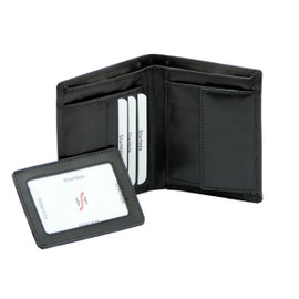 STARHIDE Genuine Leather Men's Wallet with Removable ID, RFID Blocking Passcase Wallet, Coin Purse, Gift for Him #1090 (Black)