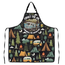 MYSOMY Camping Kitchen Apron Nature Lover Gift Forget the Job Remember the Adventure Gift Camp Life Merch (Adventure Apron3)