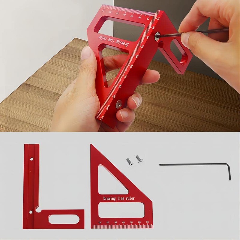 KETIPED 3D Multi-Angle Measuring Ruler,45/90 Degree Aluminum Alloy Woodworking Square