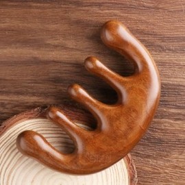 Wooden Scalp Gua Sha Massage Head Comb Acupressure Tool Wood LP Brush Type 2ea