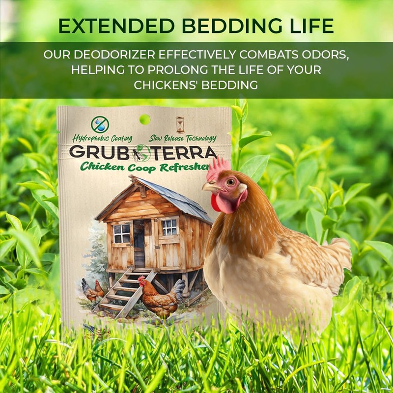 GrubTerra Coop Deodorizer Odor Eliminator for Chicken Pen Suitable for