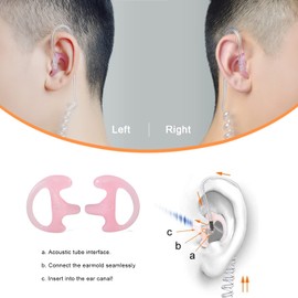 UAYESOK Soft Silicone Earmold Universal Earbuds, Ear Mold Audio Kits for 2 Way Radio Acoustic Coil Tube Earpiece(6 Pairs, Pink, Medium Size)