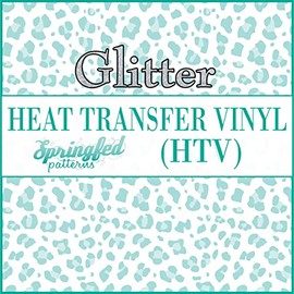 White & Mint Leopard Spots Pattern #3 Glitter HTV 12x18 Sheet Heat Transfer Vinyl Cheetah Print