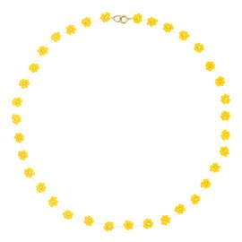KELITCH Women Flower Bead Necklaces Hand Woven Choker Necklaces Bohemian Beach Jewelry (Yellow 18P)