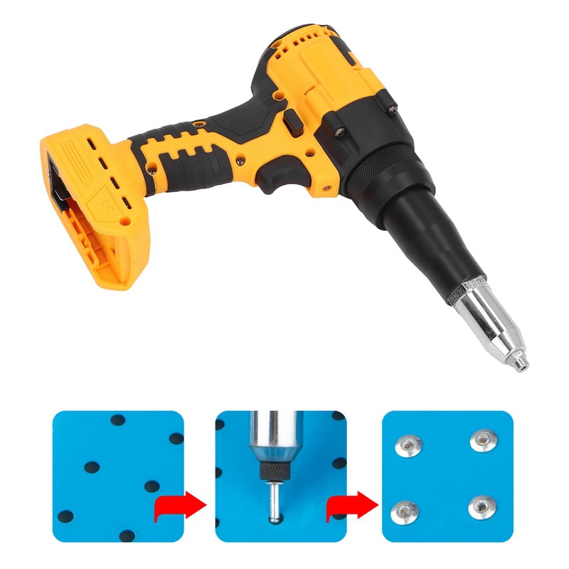 Oreilet Cordless Rivet Gun, 3.2‑4.8mm Brushless Portable Electric Rivet Tool,