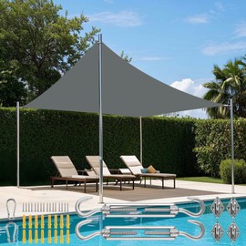 NAKIHOUSE Waterproof Sun Sail with Mounting Kit, 3 x 4 m, UV Protection, Sun Protection Awning for Garden, Balcony and Patio (Grey)