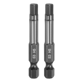 HARFINGTON 2pcs Flat Hex Head Drill Bit H5 (5mm) Magnetic Tip 1/4" Hex Shank 50mm (2") Long Mirror Polished Metric Hexagonal Screw Driver Screwdriver Bits Wrench Electric Power Tools