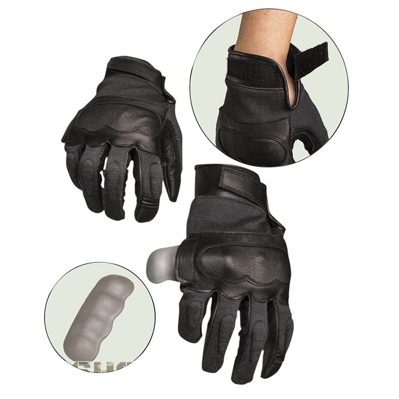 Mil-Tec Men's Gloves Leather / Kevlar Black size XL