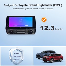 BSTW for 2024 Grand Highlander Screen Protector for 2025 Toyota Grand Highlander Hybrid XLE/Limited 12.3-in Accessories 9H Anti-Scratch Tempered Glass Protective Film