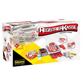 Idena 40214 - Cash Register for Children with Realistic Sound and Light Functions, Supermarket Cash Register for Grocery Shop, Toy for Learning and Interactive Role Play