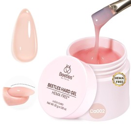 Beetles HEMA-Free Hard Gel for Nails, 9 in 1 Clear Hard Gel for Nail Extension & Strengthening Broken Repair UV LED Lamp Cured Salon for Professional Nail Techs Women:_1.06 oz-Jelly Nude
