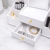 Polpcygne Makeup Organizer with Square Mirror, Vanity Organizer with Drawers