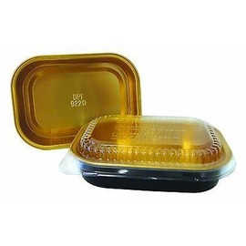 Handi-Foil 1 lb. Oblong Black & Gold Aluminum Pan w/Clear Dome Lid - Heavy Duty (pack of 60)
