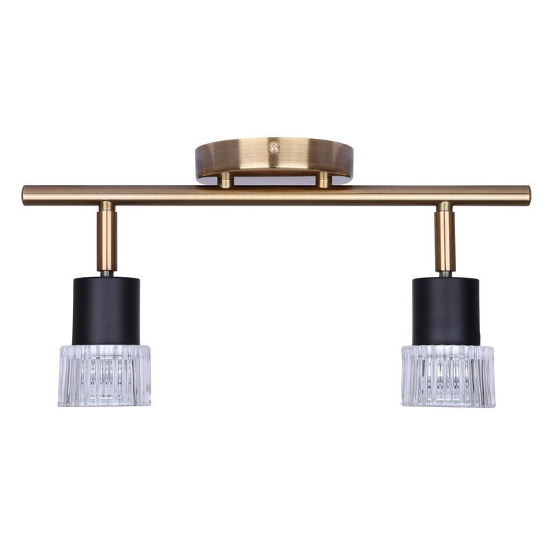 Canarm Elsee 2-Light Track Lighting Black and Gold with Clear
