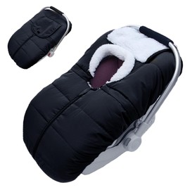 Winter Baby Car Seat Cover, Carseat Cover for Baby Seat or Stroller, Windproof Infant Warm Carseat for Newborn Keep Babies Warm Bunting Bag（Black）