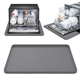 23.6x19.7inchDishwasher Pan Dishwasher Drain Pan Mat, Dishwasher Silicone Mat with Raised Edge, Multi-function Non Slip, Soft Foldable Silicone Portable Waterproof Pad（grey）