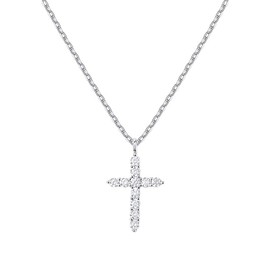 PAENENPH 14K Gold Cross Diamond Necklace for Women,Dainty Gold Cross Pendant Necklace with Moissanite,18 Inch,Gift for Mom,Wife,Girlfriend (White Gold, 14K Gold)