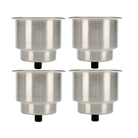 Amarine Made 4pcs Stainless Steel Cup Drink Holder with Drain for Marine Boat RV Camper