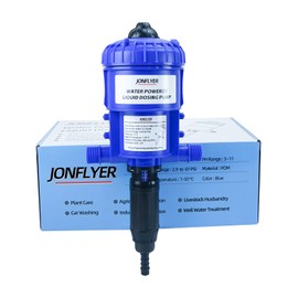 JONFLYER GEN Ⅱ 0.2-4.5% Fertilizer Injector Automatic Chemical Liquid Dosing Pump,13.21GPM,POM Housing,Water Powered Liquid Dispenser for Drip Irrigation Garden Greenhouse Livestock Water Well