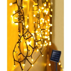 Solar Outdoor String Lights, 16.4ft 20 LED 8 Modes Waterproof Hanging Lights, Solar Outdoor Tree Lights, Fairy Lights for Gardens Homes Wedding Holiday Party (Warm White) Patent Number: US7819545B2