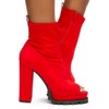 Women Peep Open Toe Cutout Chunky High Heel Ankle Booties