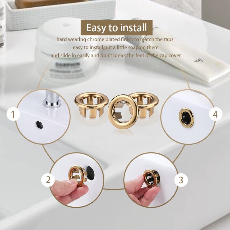 SKYPIA 4 Pcs Sink Overflow Ring Set Bathroom Accessary Kitchen