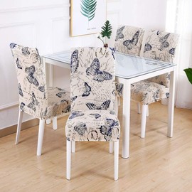 SearchI Dining Room Chair Covers Set of 6, Stretch Printed Parsons Chair Slipcovers Spandex Removable Washable Kitchen Chair Protector Cover for Dining Room, Hotel, Ceremony (Butterfly Pattern)