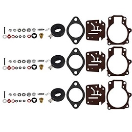 Carburetor Rebuild Repair Kit with Float Fits for Johnson Evinrude 65 70 75 HP Pack of 3