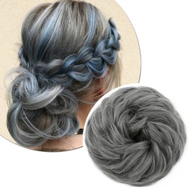 Synthetic Hair Bun Extensions Hairpiece 45g Thick Messy Hair Scrunchies for Women Updo ponytail Extensions - Dark Grey Scrunchie