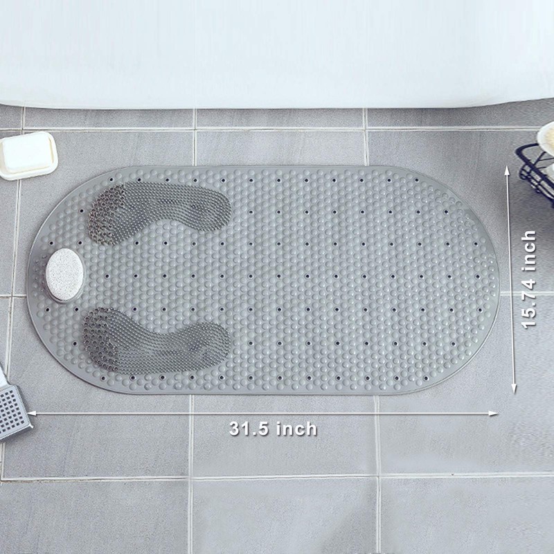 MOLFUJ 32"X16" Foot Scrubber Shower Mat with Feet Scrub Stone,